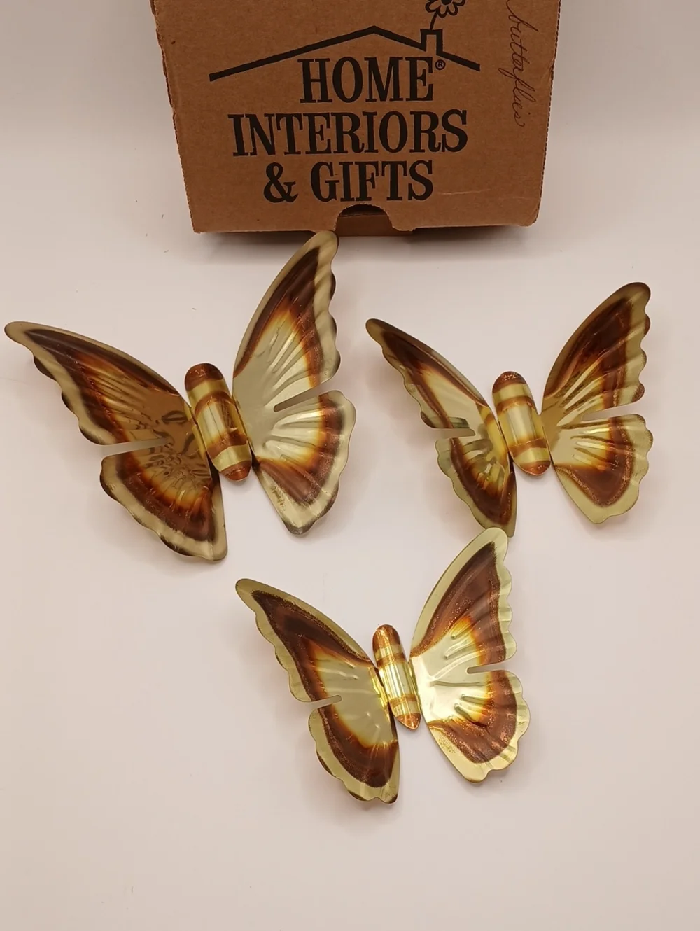 3 Vintage Home Interiors Butterflies Wall Accents